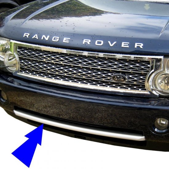 Range Rover L322 "2010 look" Front Bumper Strip - Silver - Click Image to Close