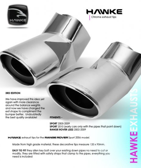 Hawke exhaust tips Sport Chrome - Click Image to Close