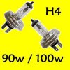 H4 Halogen Headlight Bullbs - 100W/90W (Pair)