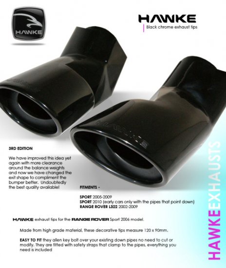 Hawke exhaust tips Sport Black Chrome - Click Image to Close