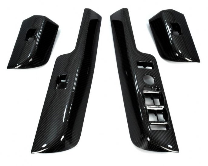 Range Rover L322 Window Switch Surrounds - BLACK CARBON RHD with - Click Image to Close