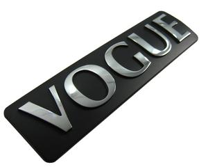 Range Rover One Piece VOGUE badge - Black & Chrome - Click Image to Close