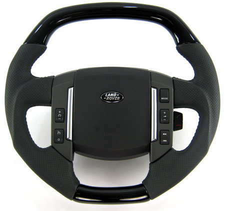 Range Rover Sport "flat top" Steering Wheel - Black Piano - Perf - Click Image to Close
