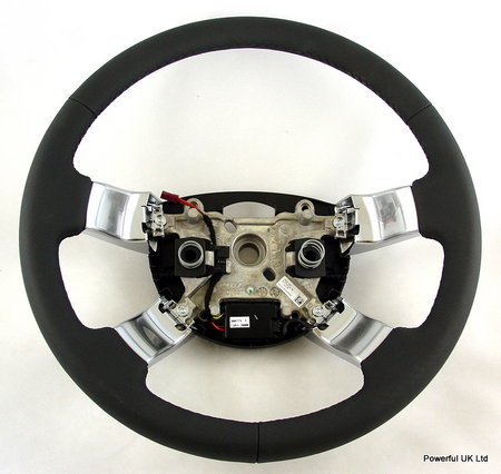 Range Rover L322 Steering Wheel SOFT BLACK LEATHER+CHROME SPOKES - Click Image to Close
