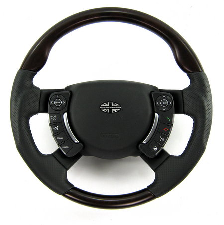 Range Rover L322 Steering Wheel - Burr Walnut SPORT Grip Heated - Click Image to Close